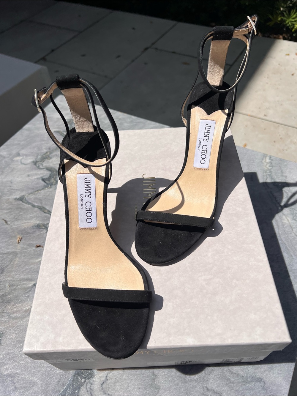 Jimmy Choo Black Minnie Suede Ankle-Strap Sandals size 38